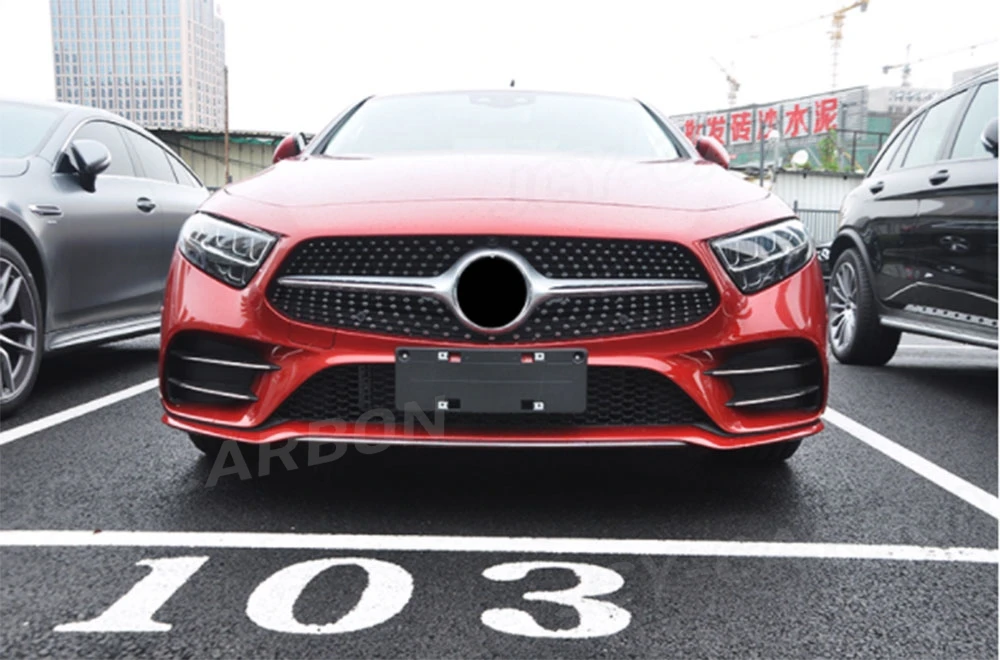 Фото JCYECF для Mercedes Benz CLS Class C257 CLS260 300 350 450 CLS53 AMG 2019 UP полоса передней противотуманной фары из нержавеющей стали, автомобильные накладки №5