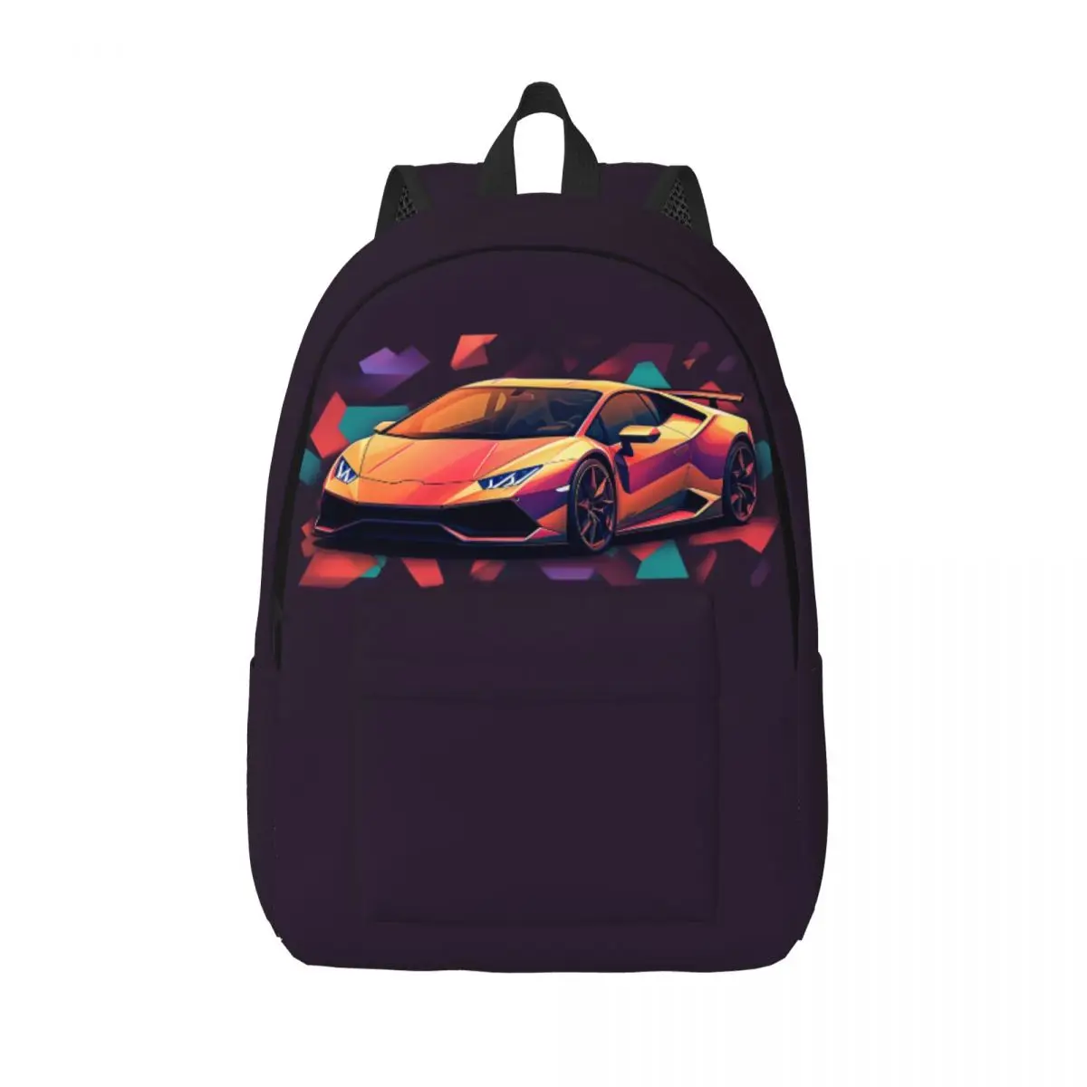 

Noble Sports Car Canvas Backpacks Cartoon 2D Elements Funny Bag Elementary School Backpack Lightweight Bags