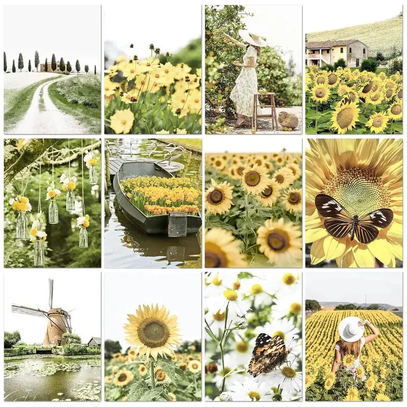 

CHENISTORY 60x75cm DIY Picture By Number Sunflower Oil Painting By Numbers On Canvas Hand Painting Frameless Draw Number