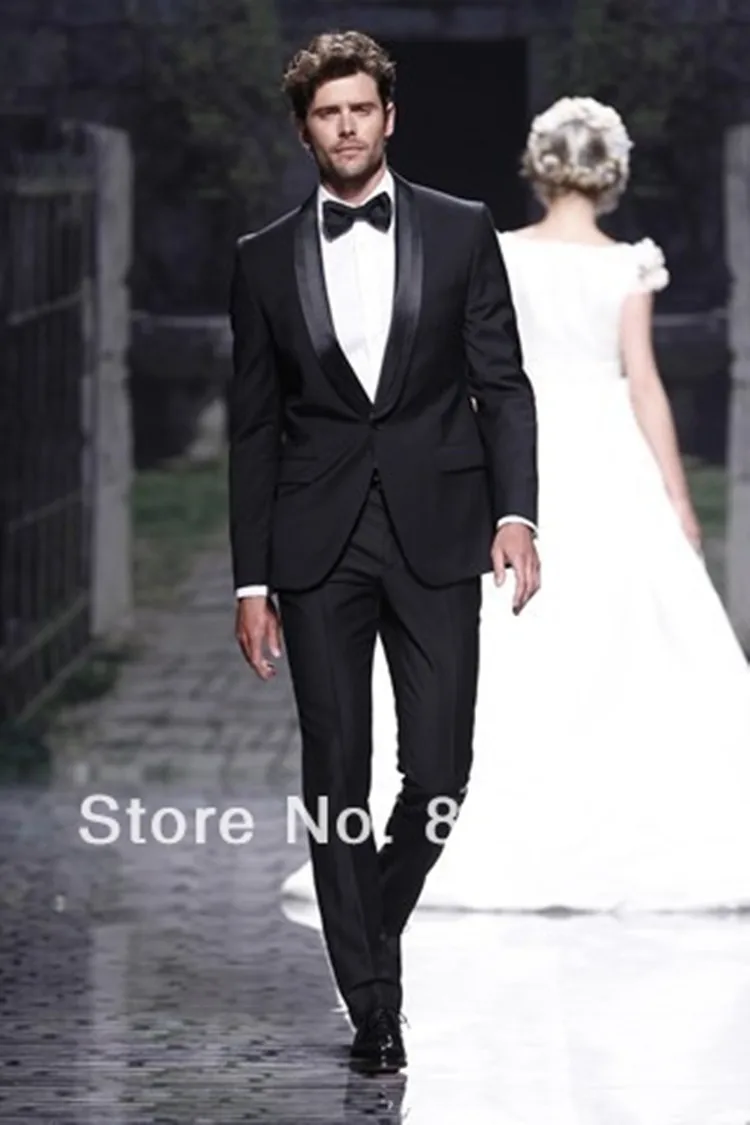 

Custom Made Tuxedos For Men Wedding Suit 2022 Black GroomWwear Two Piece Wool