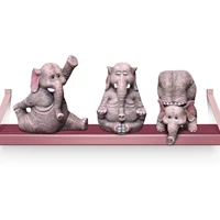 3pcs garden mini statue ornament collection resin animal elephant figurine doing yoga table decor home decor elephant sculpture