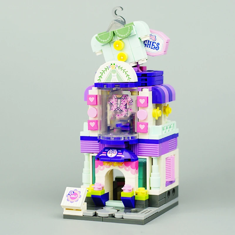 

Toy for Children City Street Couture Clothing Dress Shop Store Architecture 3D Model DIY Mini Blocks Bricks Building