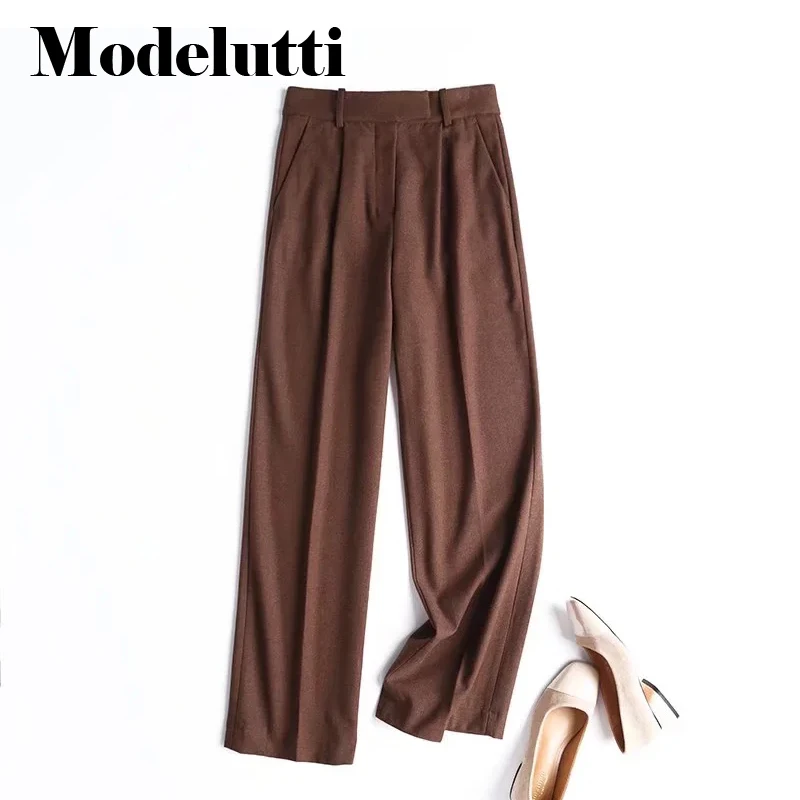 

Новинка 2023, весенне-осенние модные Костюмные брюки Modelutti, женские брюки в винтажном стиле, однотонные, простые, повседневные женские брюки