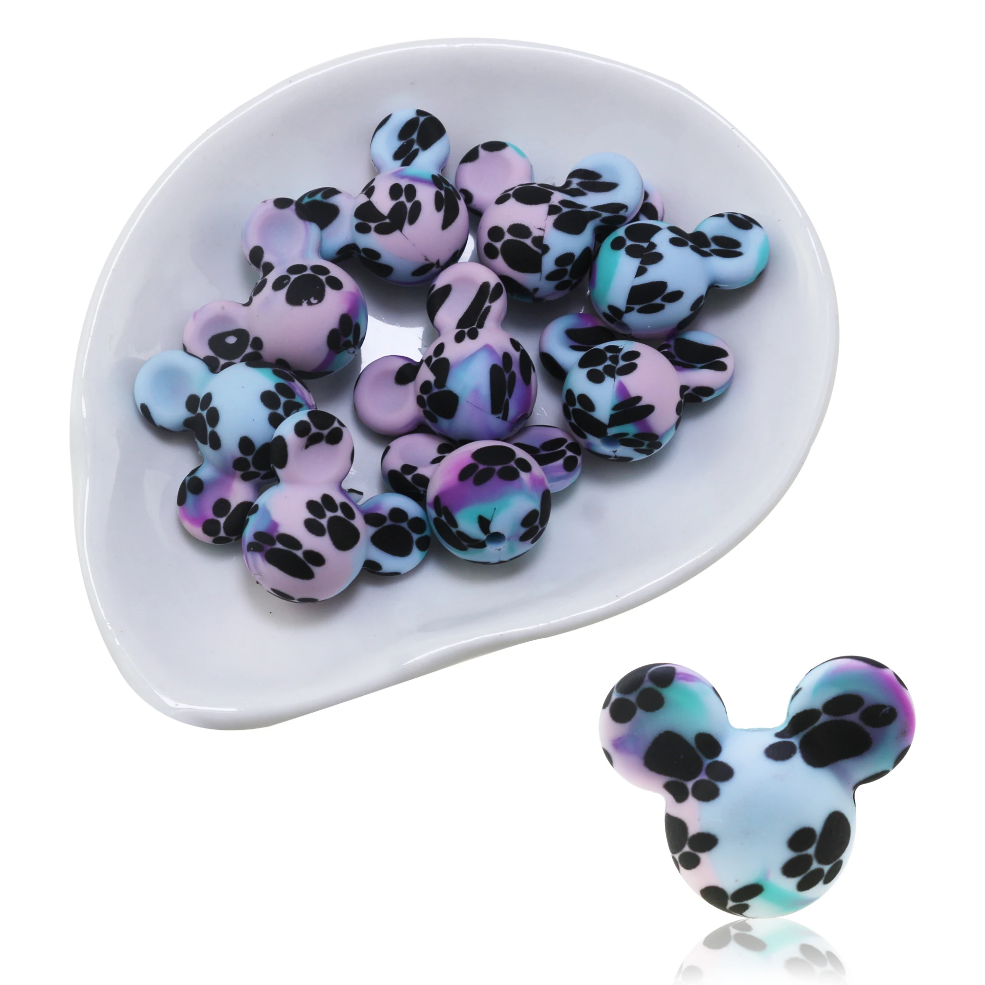 10 шт., силиконовые бусины для пустышки, с леопардовым принтом