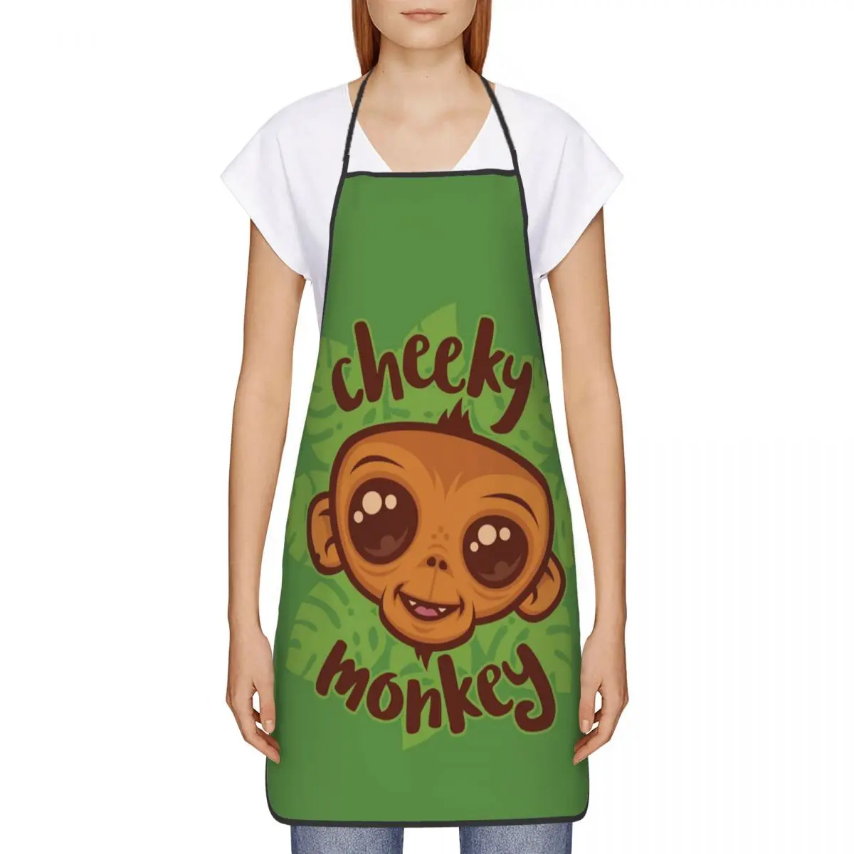 Фото Фартуки Cheeky Monkey с героями мультфильмов Simian, фартуки для шеф-повара, приготовления пищи, выпечки, нагрудник без рукавов, кухонный сарафан для уборки для женщин и мужчин, садоводства №3