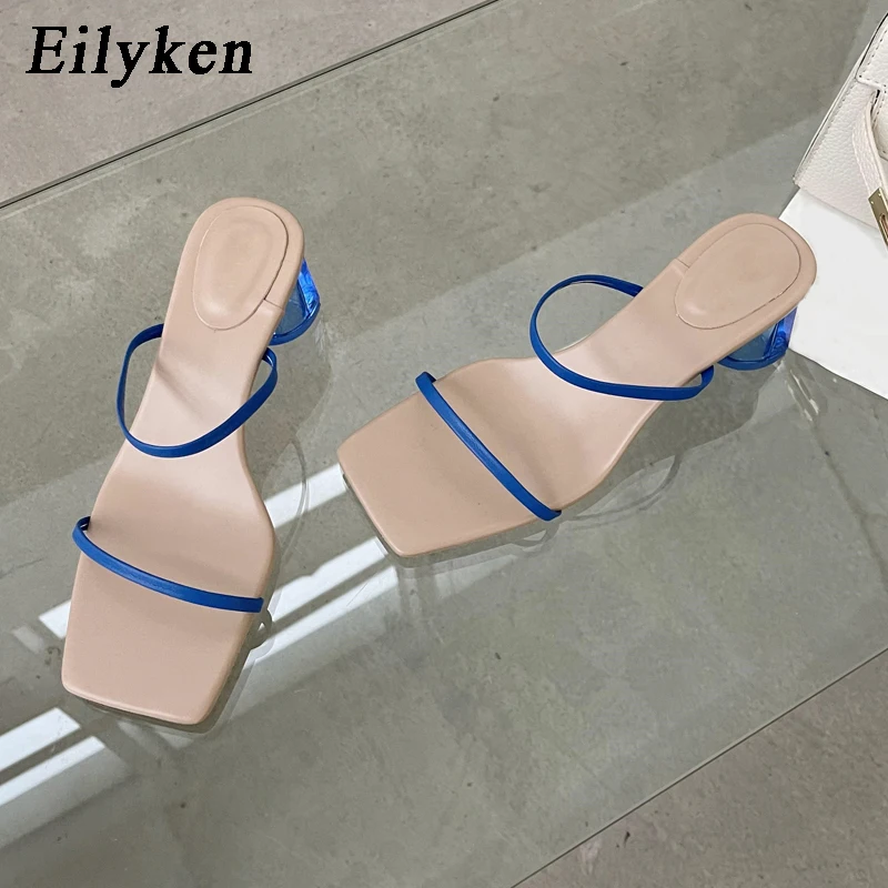 

Eilyken/Новинка 2022 года; Сезон лето; Классические женские шлепанцы; Пикантные туфли с квадратным носком на низком каблуке с кристаллами; Модные ...