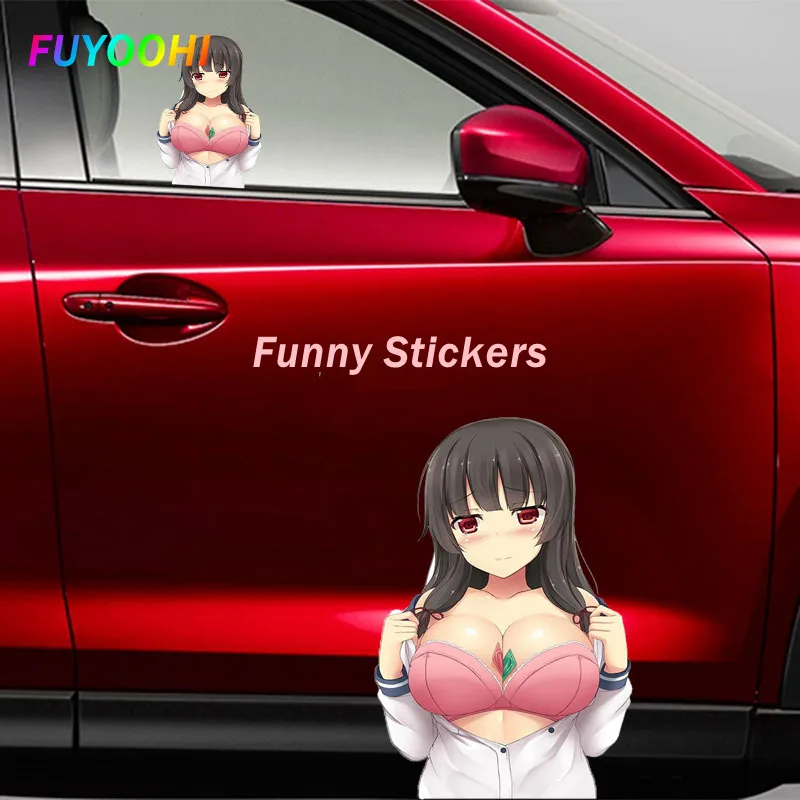 

FUYOOHI Exterior/Protection Funny Stickers Anime Girl Funny Sunscreen PVC Decals Occlusion Scratch Laptop Refrigerator Car Label