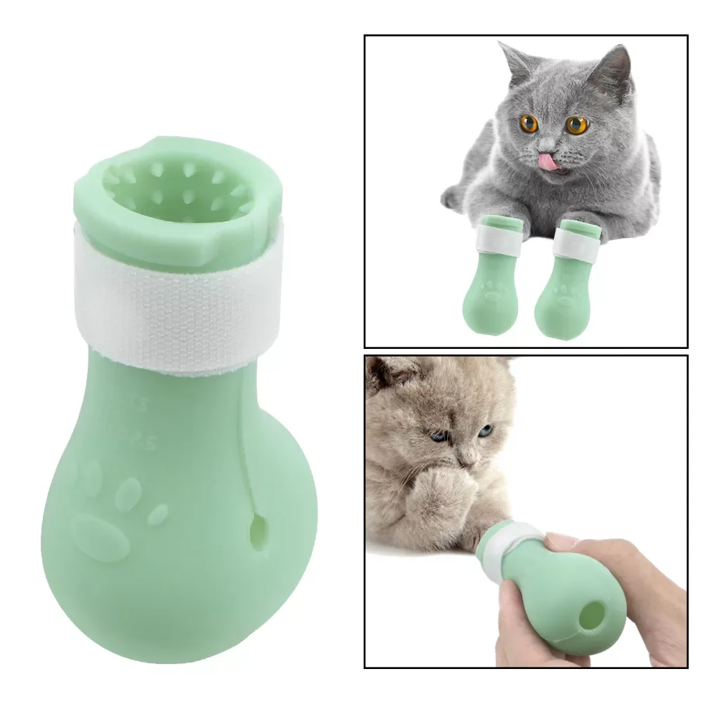 

Cat Boot Paw Protector Shoes Anti-Scratch Bite Washing Cut Nails Kitten Feet Boots Set Bath Supplies