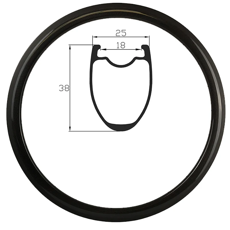 

Custom Bicycle Rim 38mm Depth Road Bike CX CycloCross Bike 3K UD High TG Braking Basalt 25mm Wide Clincher Tubeless Ready Wheel