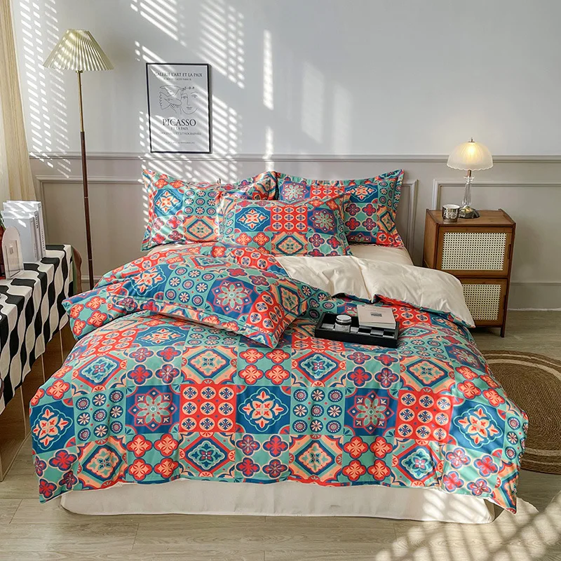 

2023 new washing sanding bed linen four-piece set sanding live explosions single and double suite