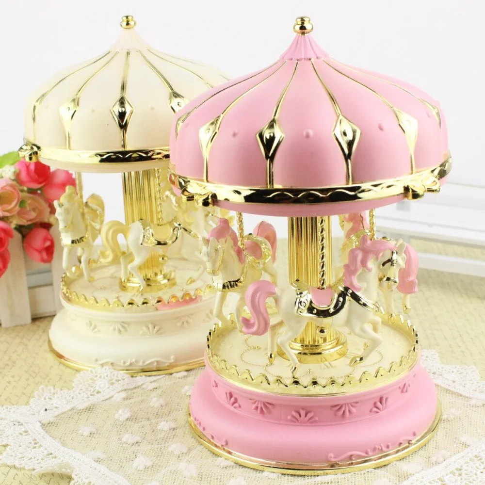 

LED Carousel Music Box Merry-Go-Round Rotating Horse Music Box Toy Child Baby Gifts Carousel Music Artware Christmas Home Decor