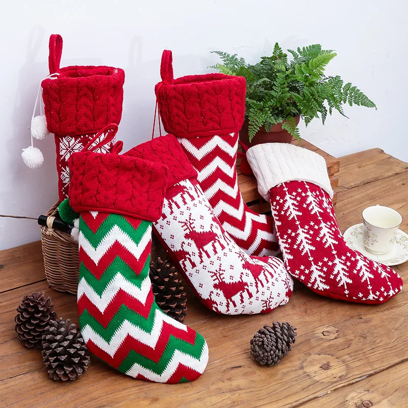 

Christmas Socking Socks New Year Gifts Bag Elk Snowflake Xmas Tree Decorating Pendant Fireplace Xmas Tree Hanging Ornaments