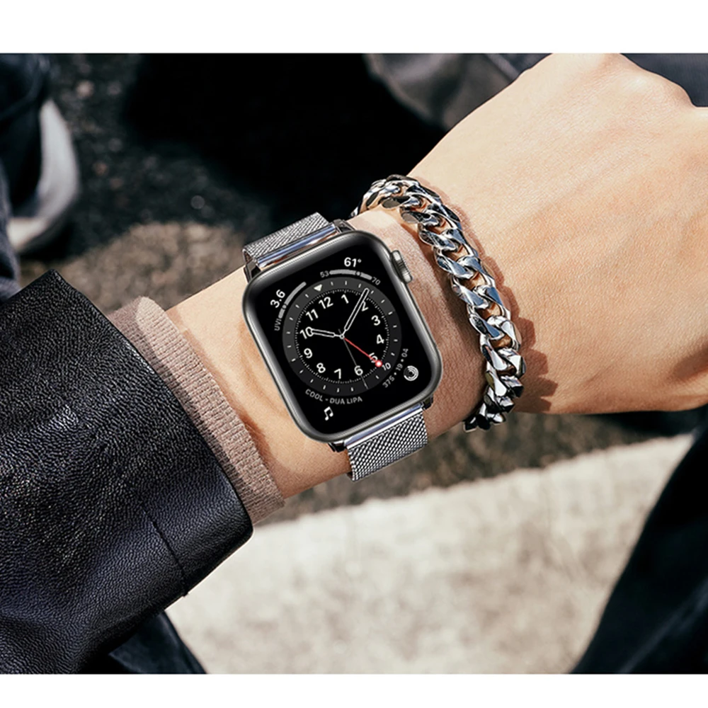 Спортивная сетчатая петля для apple watch 6 se 44 мм 40 ремешок ультра 49 iwatch 8 7 5 4 3 42 38