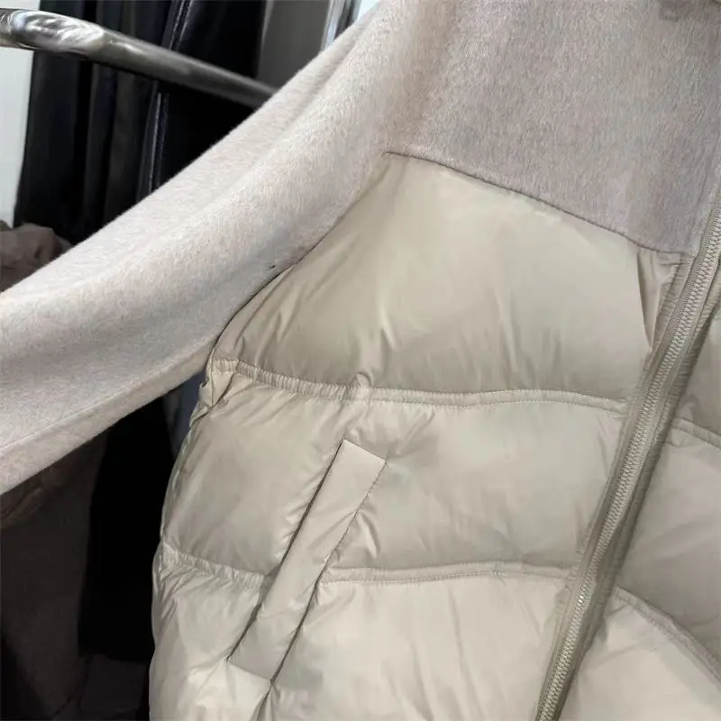 Модный короткий зимний пуховик лоскутная верхняя одежда маленький теплый