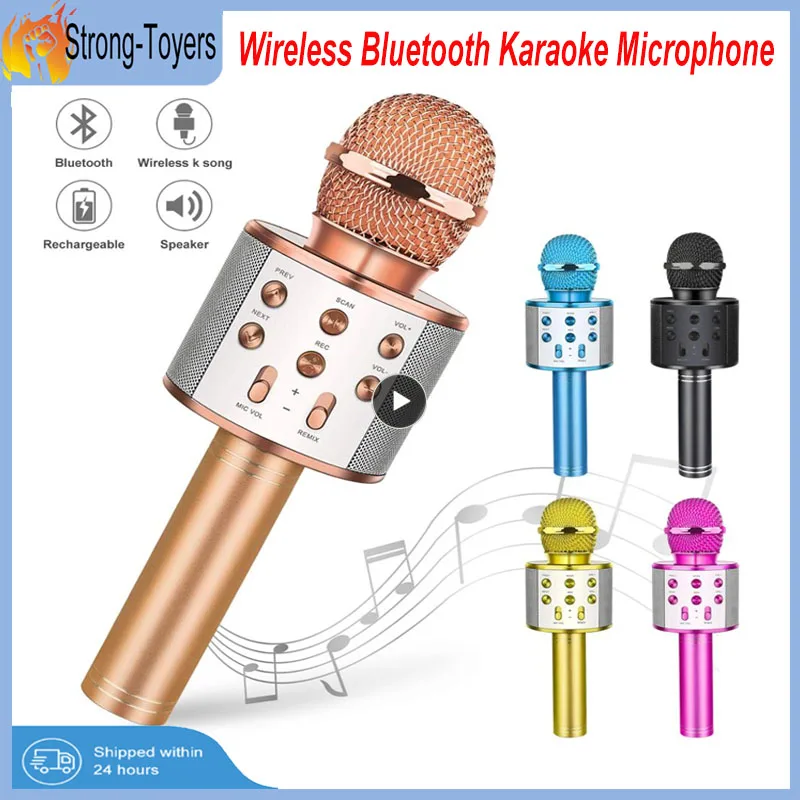 Wireless Karaoke Microphone Bluetooth-compatible Handheld Portable Speaker KTV Player With Dancing LED Lights Record Function