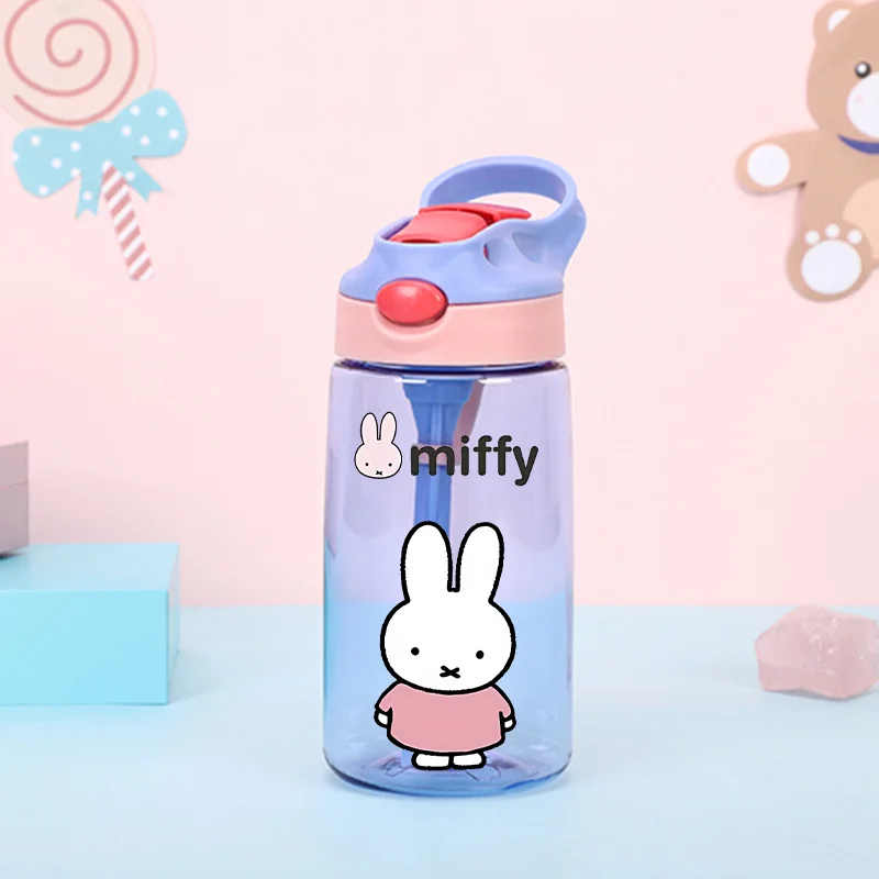 Фото Бутылка для воды Miffy 480 мл, милые детские поильники с трубочками, герметичные бутылки для воды, детские уличные стаканы для девочек, подарок на день рождения №2
