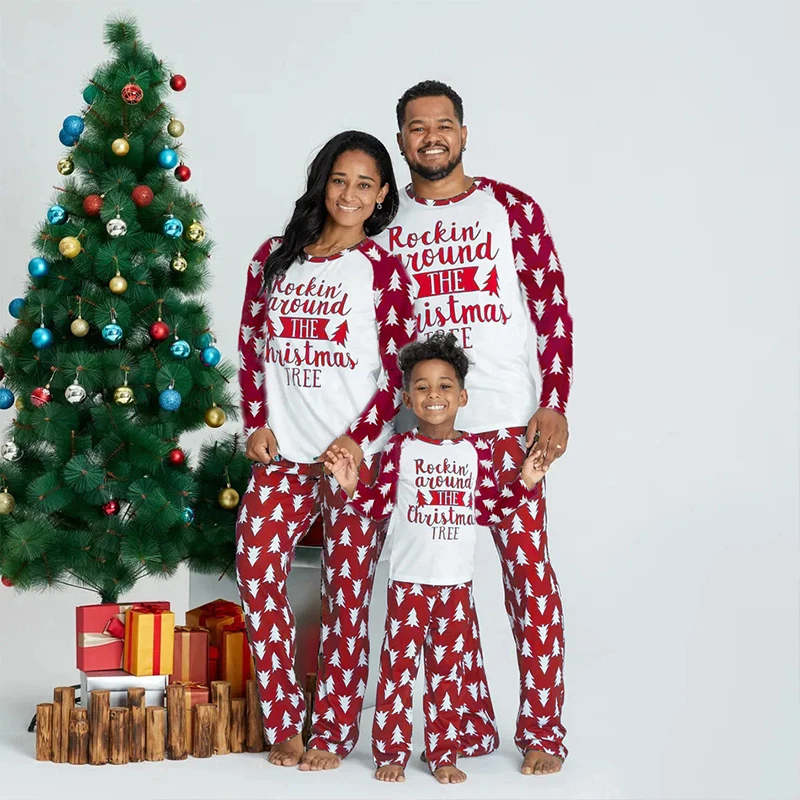 Christmas Tree Pajamas Family Matching Adult Children's Christmas Cartoon Pajamas Festival Party Decoration Parent-child Outfit