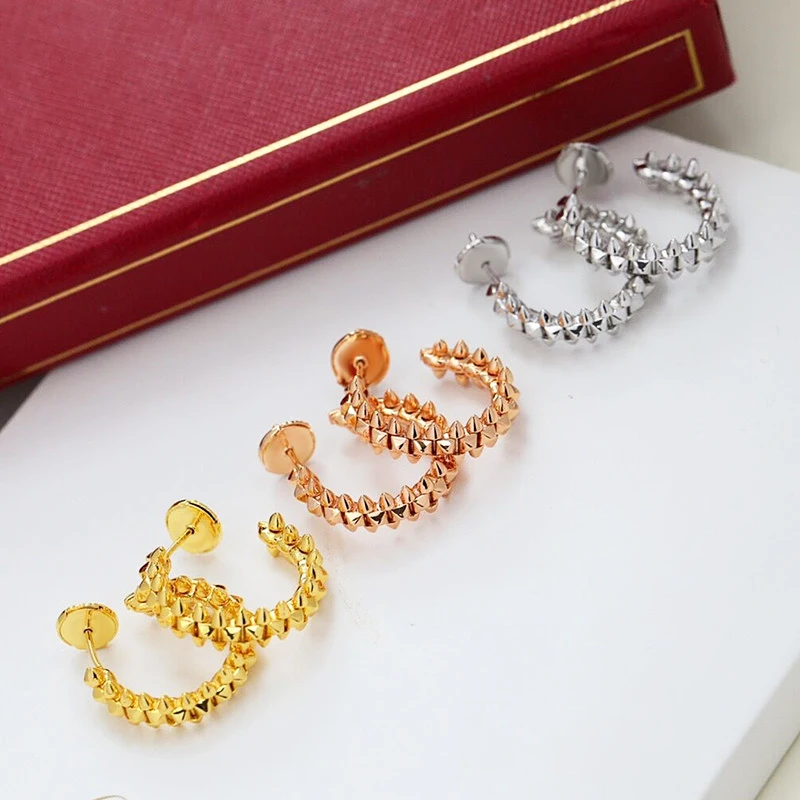 

Hot Selling 925 Sterling Silver Rivet Earrings in Europe Women's Personalized Fashion Punk Luxury Brand Premium Jewelry