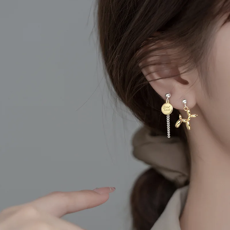 Серьги из настоящего стерлингового серебра 925 пробы асимметричные