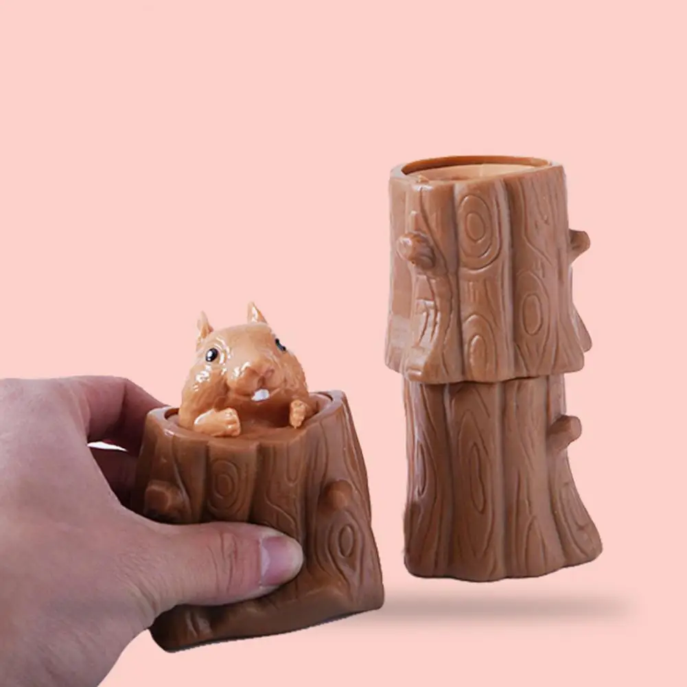 

Toys Gift Decompression Rubber Cute Toy Animal Squirrel Squeeze Squirrel Vent Squirrel Cup Stump Stake Fidget For Friends