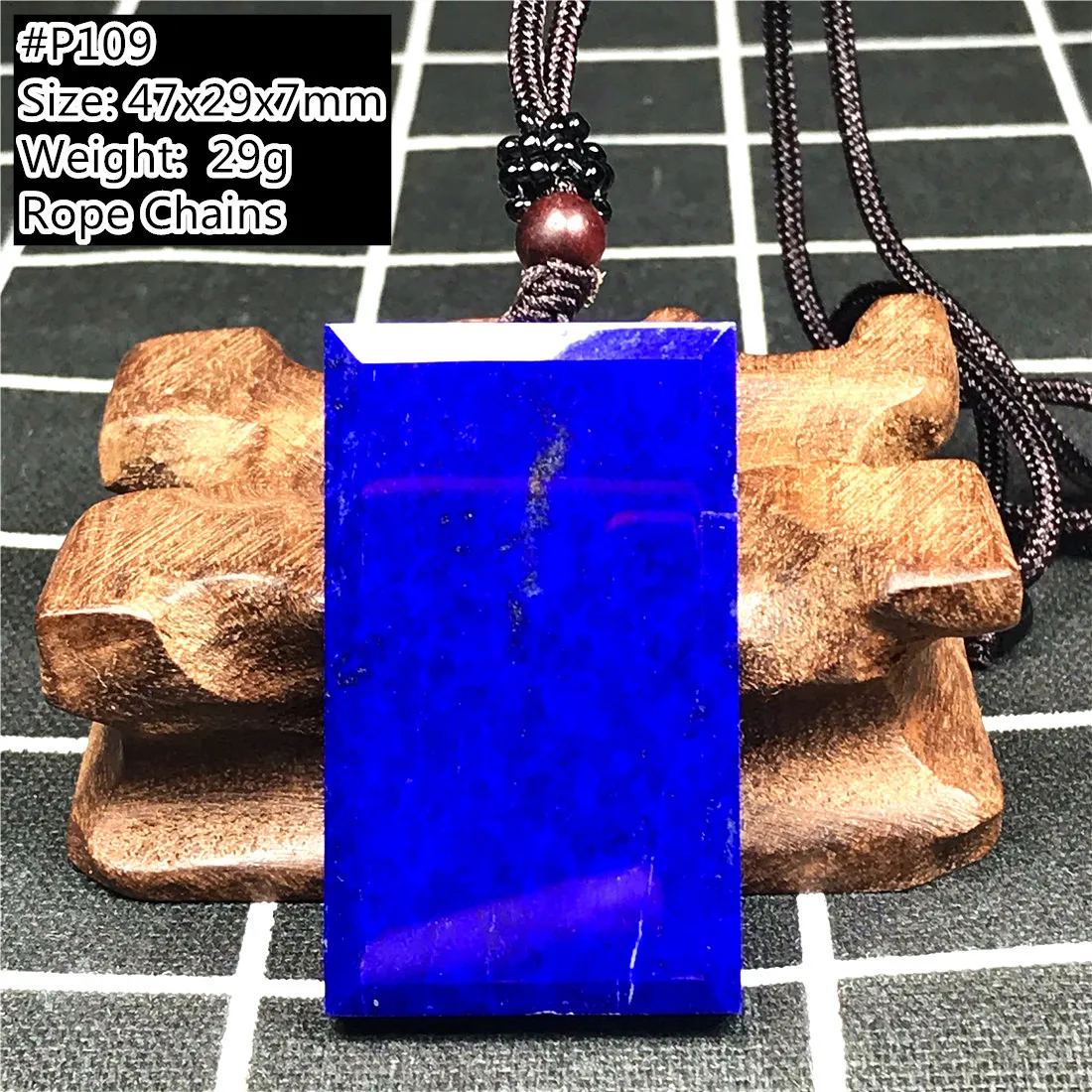 

Natural Blue Lapis Lazuli Pendant Necklace Jewelry For Woman Men Gift Crystal 47x29x7mm Beads Rectangle Stone Rope Chains AAAAA