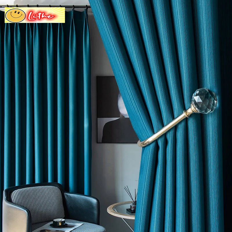 

Curtains for Bedroom Living Room Full Blackout Curtains Finished Custom Thick Jacquard Insulation Soundproof Curtain