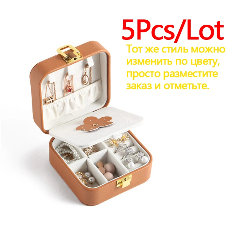 

5 Pcs/Lot Small Flower Jewelry Storage Box Girls Gift Display Case Built-in Mirror Necklace Earrings Jewelry Storage Organizer