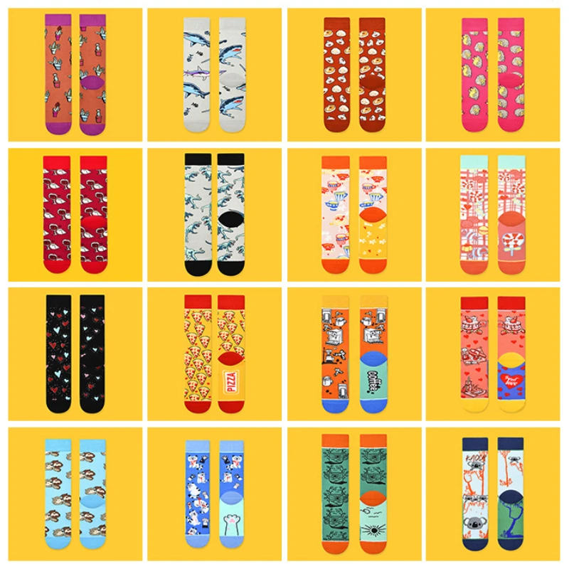 

New creative women's straight tube cartoon animal character fun trendy socks fashion long tube cotton socks