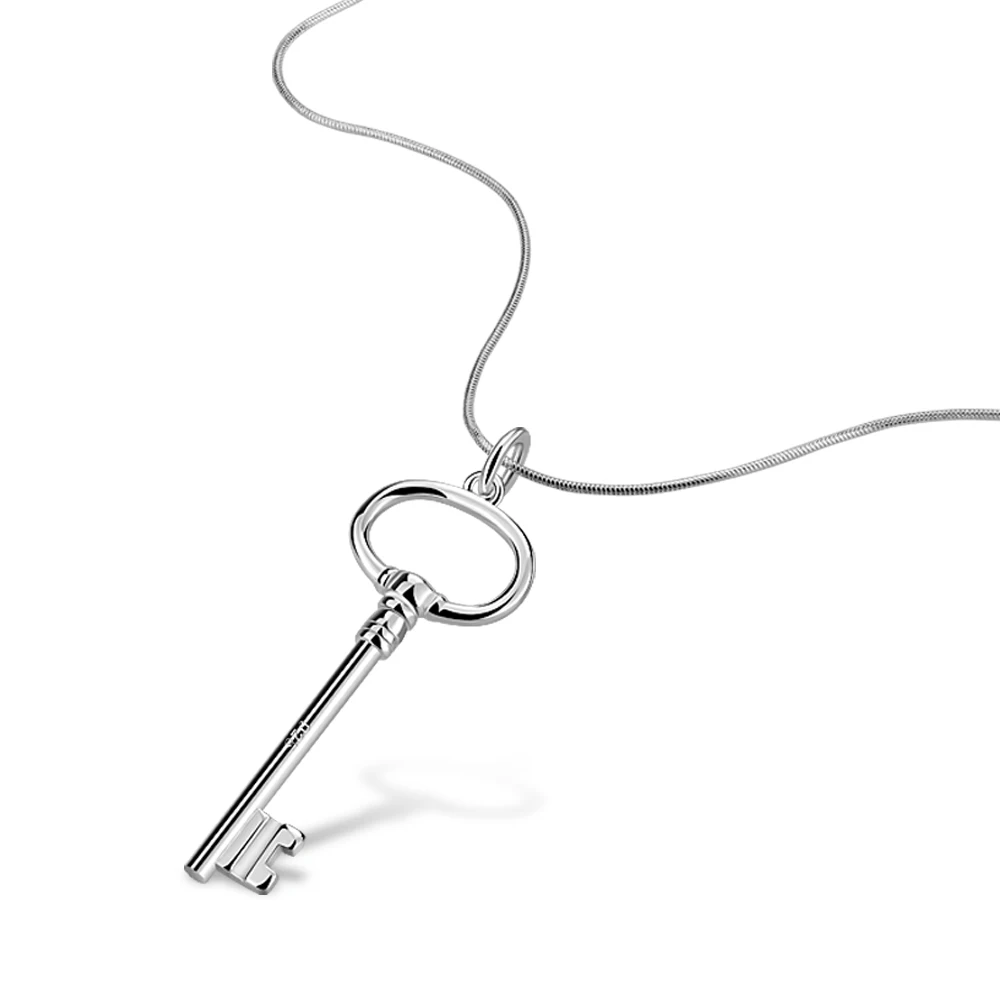 

S925 Sterling Silver Key Necklace girls clavicle chain summer cool jewelry send girlfriend birthday lover accessories