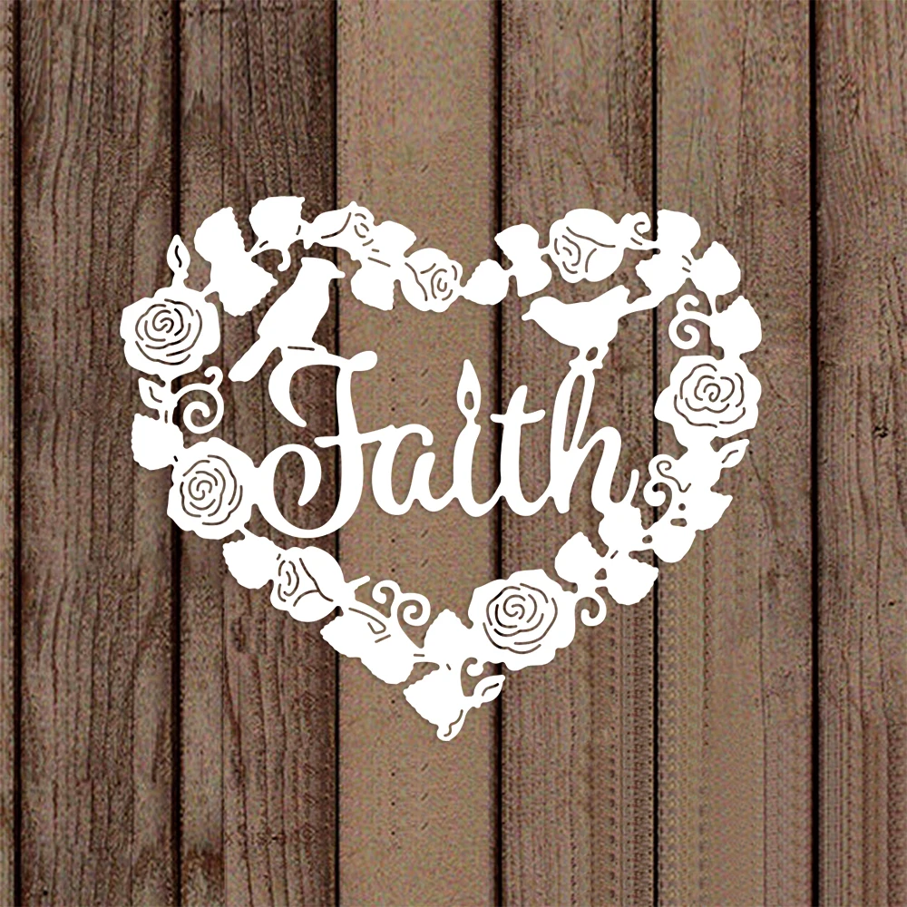 Металлические Вырубные штампы в форме сердца с надписью faith, вырубные штампы для рукоделия, скрапбукинга, декоративные фотообои 2023