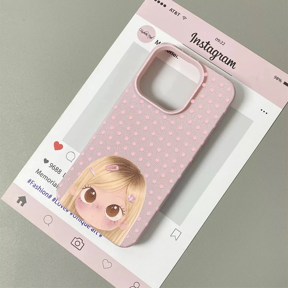 Фото Милый чехол для iPhone 11 12 13 14 15 16 17 Pro Max Plus Air с креативным дизайном в горошек для блондинок, мягкий чехол из поликарбоната №5