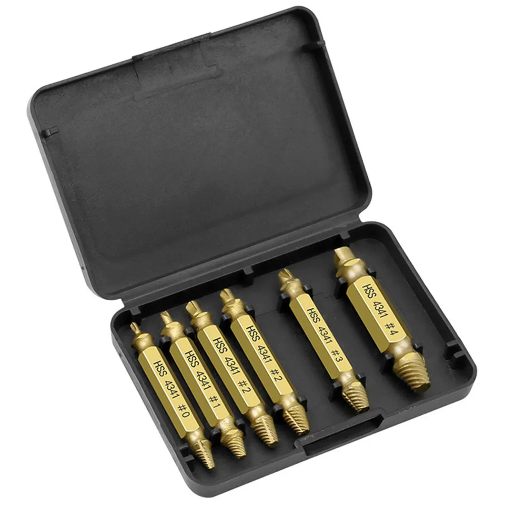 

6pcs Damaged Screw Extractor Drill Bits Guide Set Broken Speed Out Easy out Bolt Screw High Strength Remover Tools