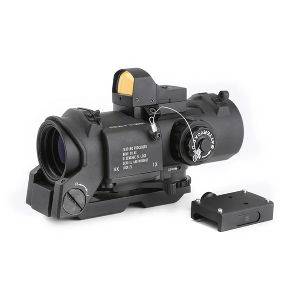 

New Tactical Scope Quick Detachable 1X-4X Adjustable Optical Sight Dual Role Sight With Mini Red Dot For Hunting
