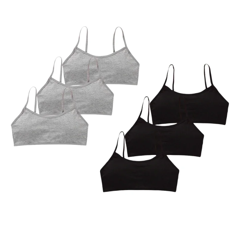 

6pc/lot Young Girls Soft Cotton Bra Tube Top Puberty Breathable Underwear 8-14Years