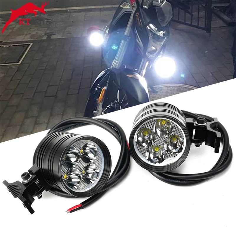 

For Loncin Voge 200AC 300AC 300R 500DS 500R 650DS ER10 White Motorcycle headlights auxiliary lamp 12V LED spot head lights