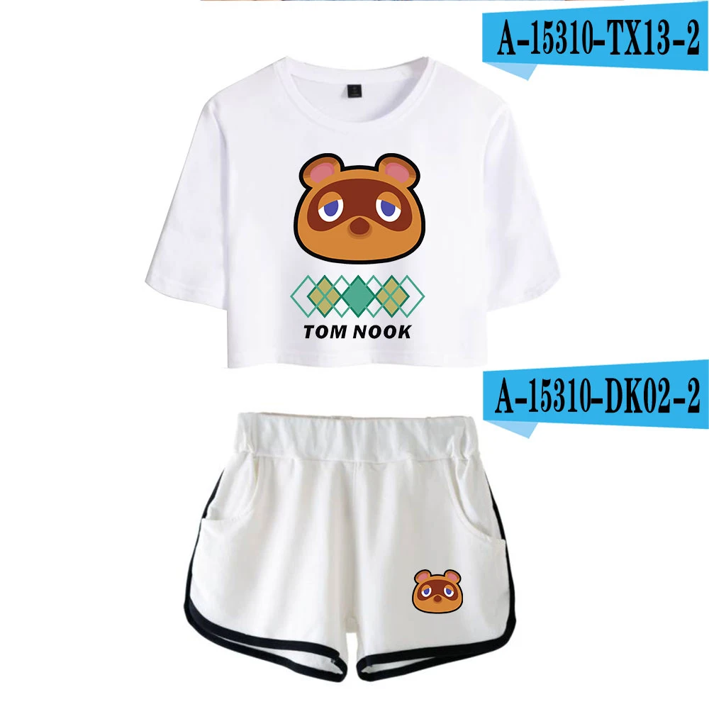 

Популярные сексуальные шорты с коротким рукавом и принтом животных в стиле Харадзюку + Красивые футболки с принтом в виде роса и пупка, крас...