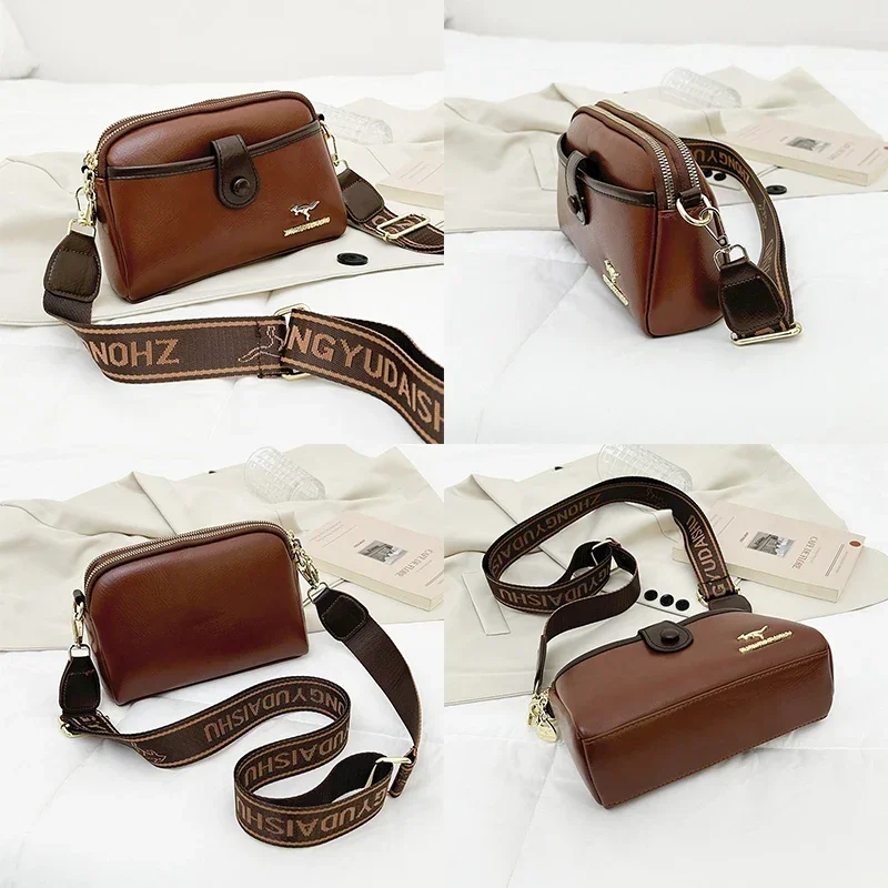 Кожаные сумки через плечо на молнии новые модные Женский вместительный кошелек и