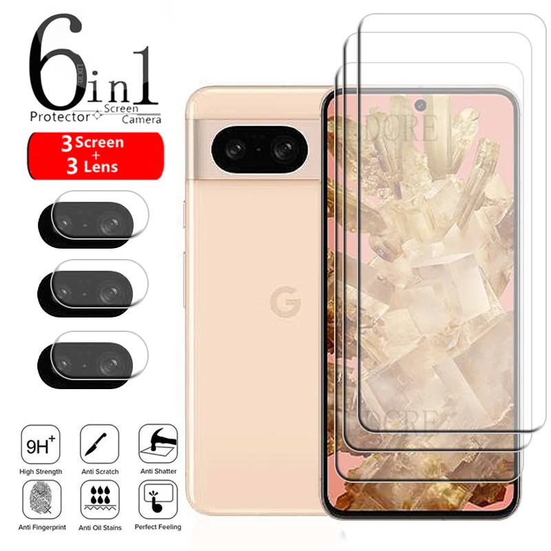 

6-in-1 For Google Pixel 8 Glass Google Pixel 8 Screen Protector Transparent Tempered Glass Google Pixel 6A 6 7 7A 8 Pro Len Film