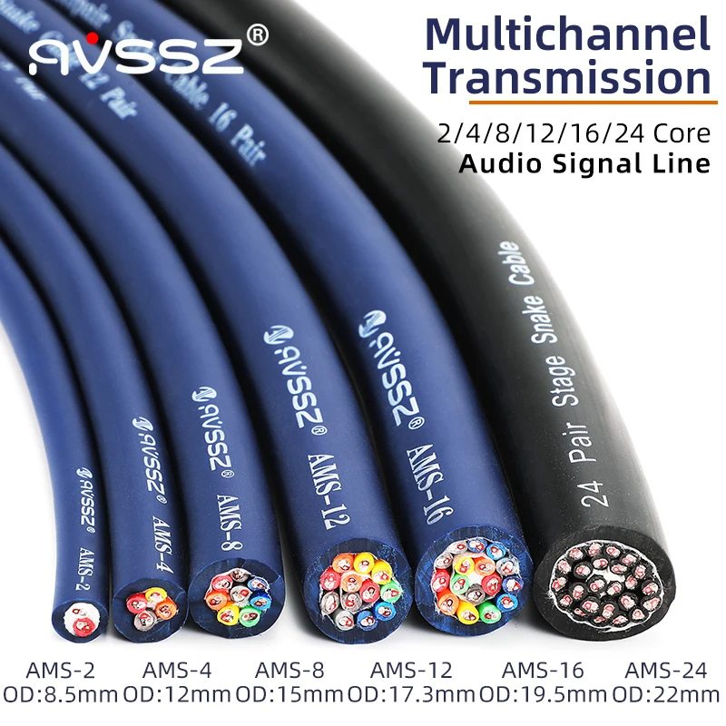 Многоканальный кабель AVSSZ 24 16 12 8 4 2 Way Multichannel Multi-core Audio Signal Mixer XLR Male Female Rainbow on.