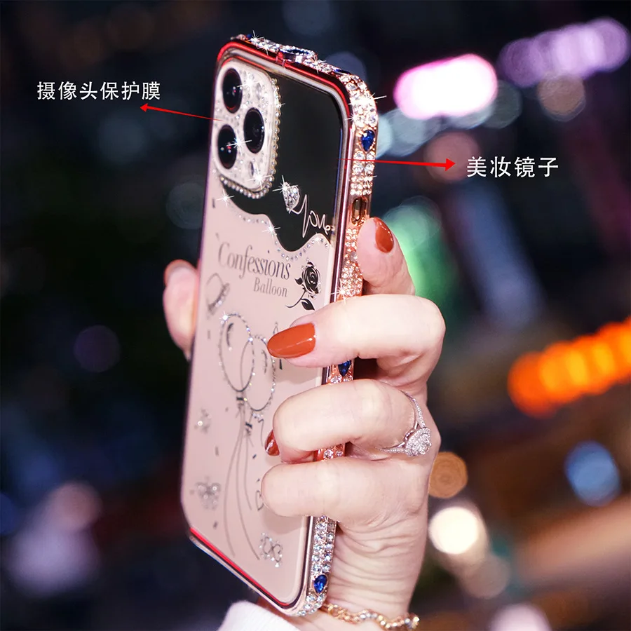 Bling Rhinestone Glitter Crystal Dimond Bumper Case For Iphone 13 12 11 Pro Xs Max Case Metal Cover For Iphone 7 8 Plus X Xr