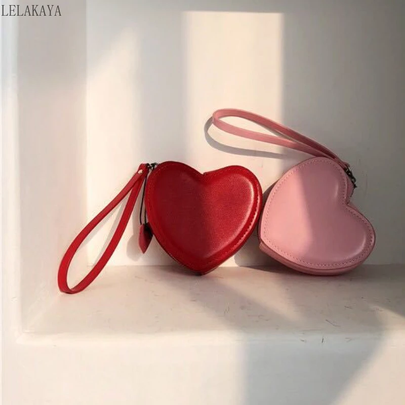 Красный кошелек в форме сердца Модный женский для денег длинная Сумочка с