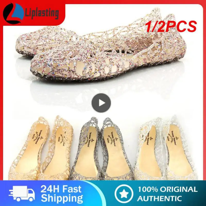 

1/2PCS Clear Jelly Shoes Womens Jelly Sandals Summer Plastic Shoes Woman Mesh Flat Hollow Out Girl Sandalias Sapatos New