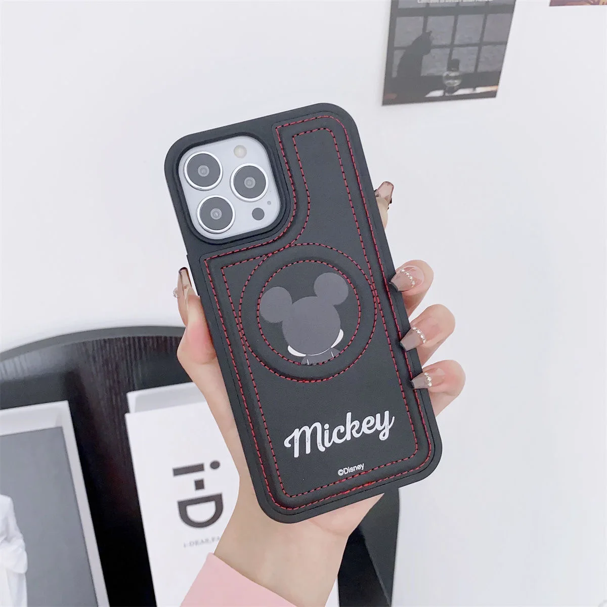 Fashion Cartoon Leather Disney Mickey Donald Duck For Magsafe Magnetic Phone Case For iPhone 14 13 12 11 Pro Max 14 Pro Cover