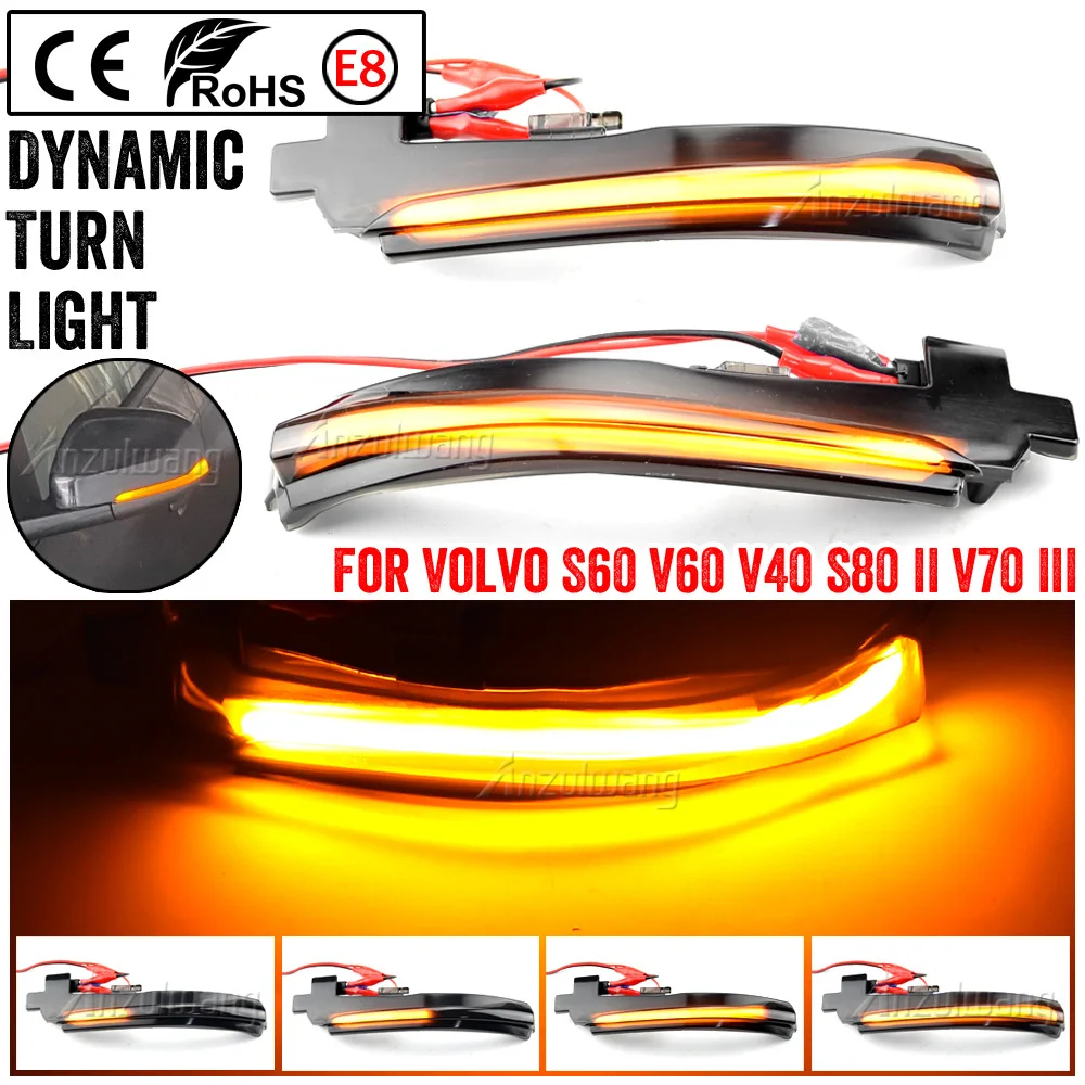 

Dynamic Blinker For Volvo S60 S80 V40 II V60 CC V70 III LED Turn Signal Light Side Mirror Lamp arrow 2012 2016 2018