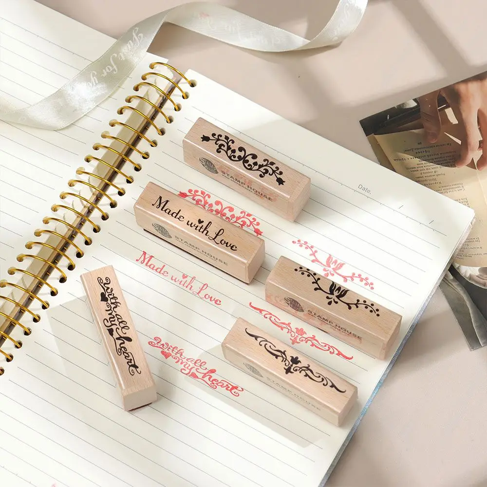 

Vintage Flower Wood Rubber Stamps DIY Scrapbook Cards Decor Handmade Letter Stamp Wooden Seal Lotus Rose Stamps