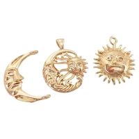 2pcs real gold plated crescent moon charms celestial sun pendants for jewelry findings making diy earrings necklaces material