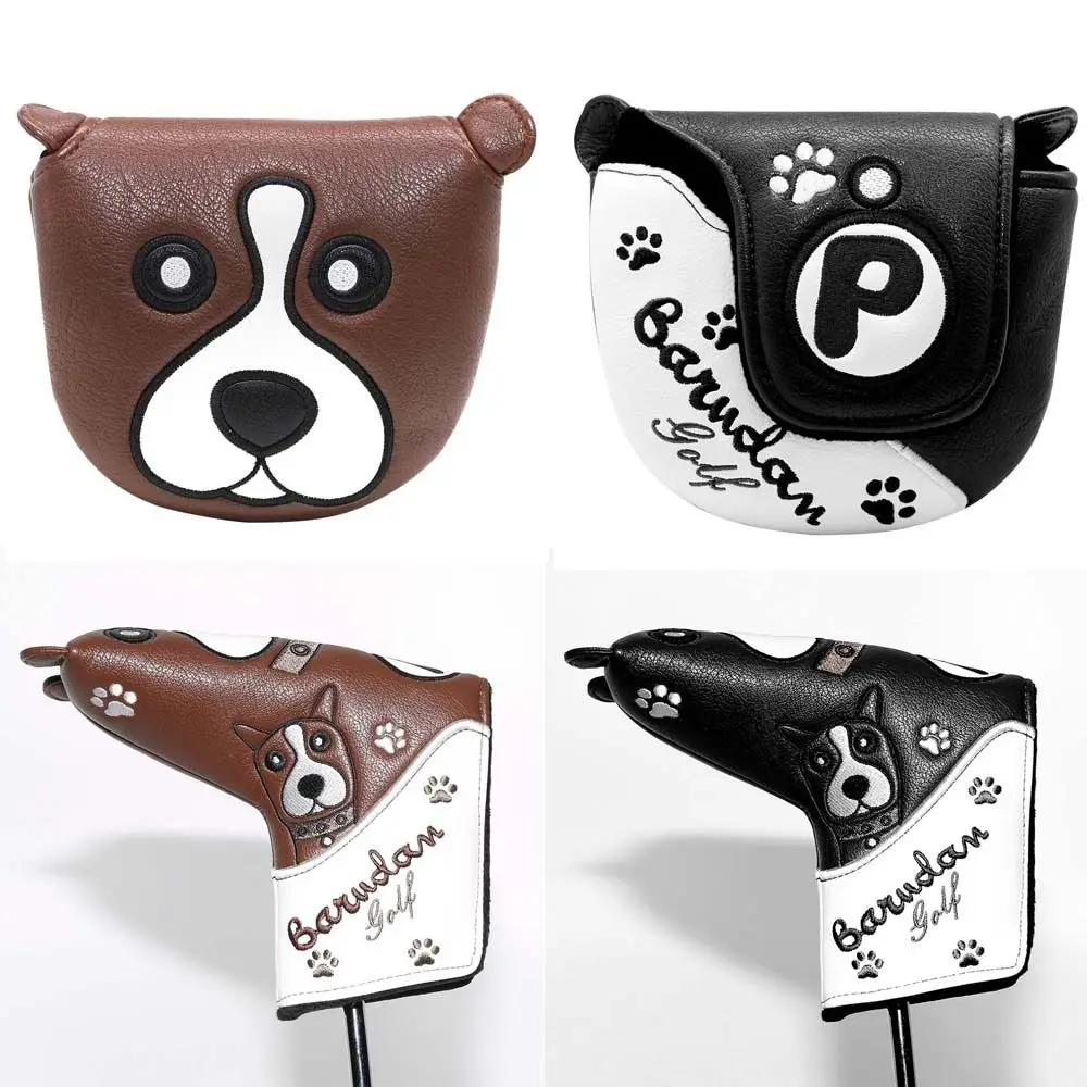 

Closure Golf Putter Cover PU Leather Golf Club Cover Boston Dog Golf Headcover Dog Golf Head Cover Golf Mallet Putter Cover