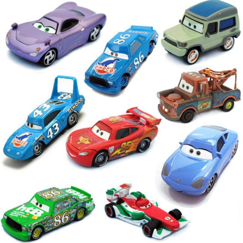

1:60 Disney Cars Lightning McQueen Sally Carrera Mater Sheriff Action Figures Toy Alloy Boys Children Toys Christmas Gift