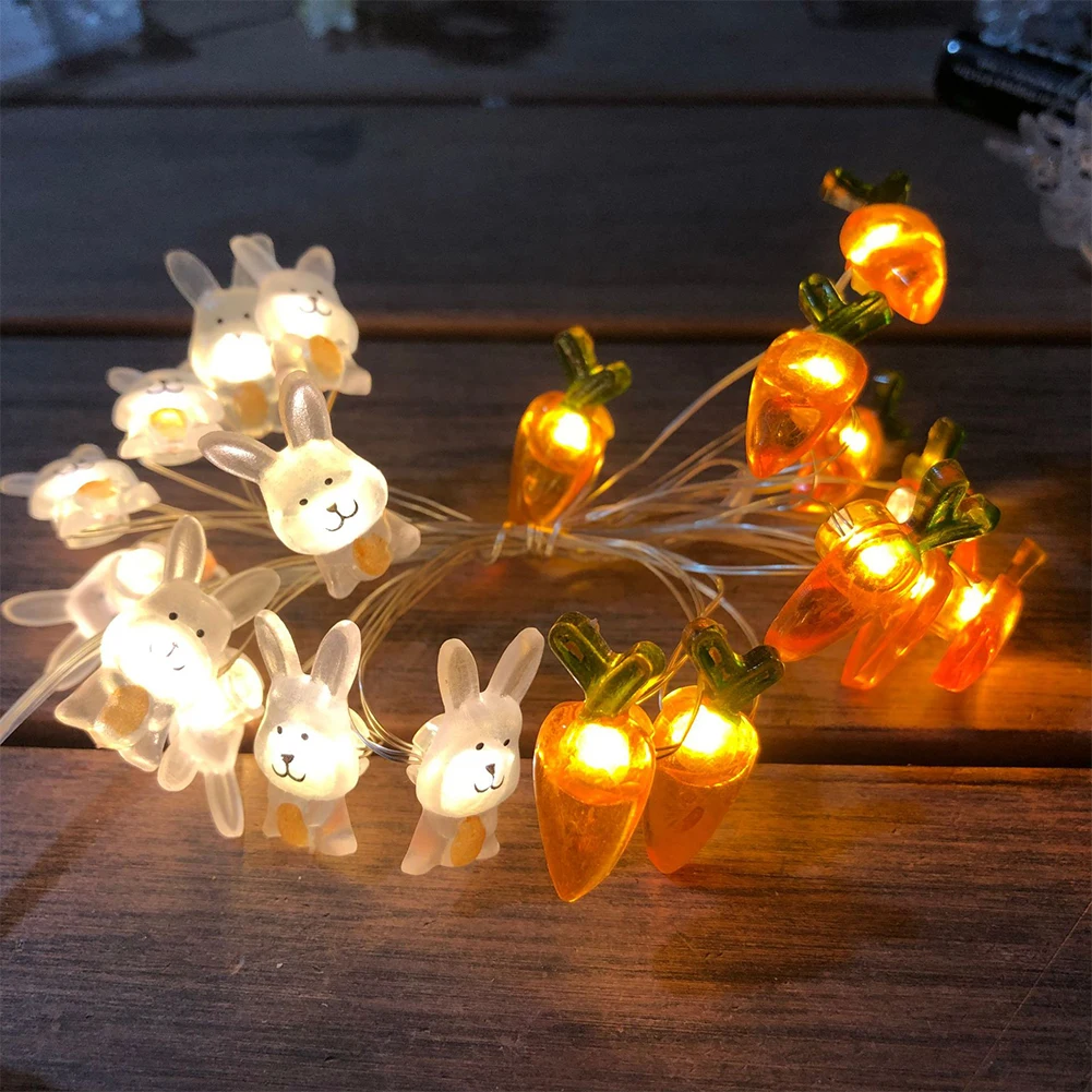 

Easter LED Bunny String Lights Easter Decoration For Home Carrot Rabbit Eggs Party Light Supplies Happy Easter Gifts Party Favor