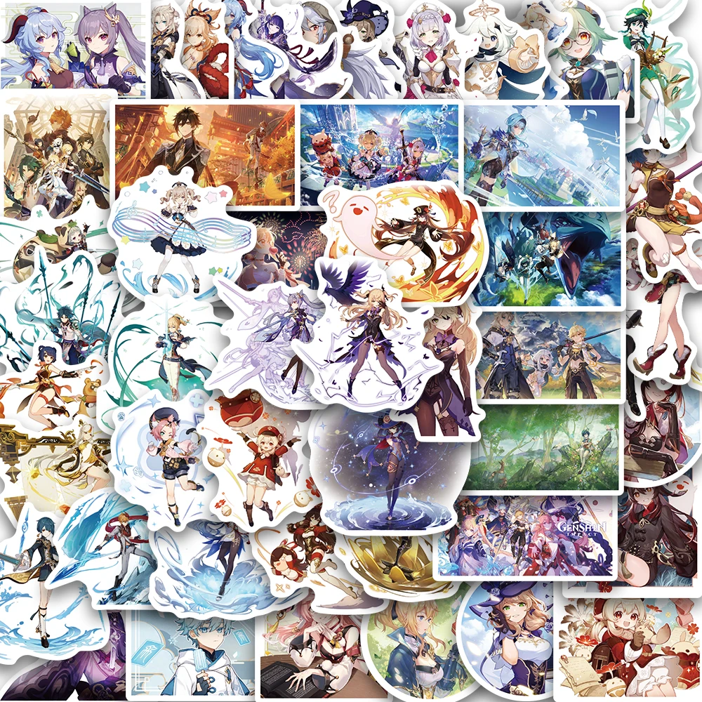 

10/50pcs Genshin Series Sticker Anime Japan Nostalgia Stickers Luggage Picture Laptop Skateboard Cafe Bicycle Stickers Gift Toy